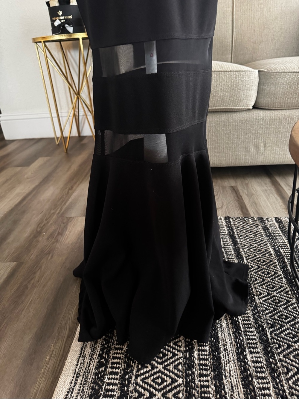 Fashion Nova Off Shoulder Floor length Dress with Mesh Panels - Picture 4 of 5